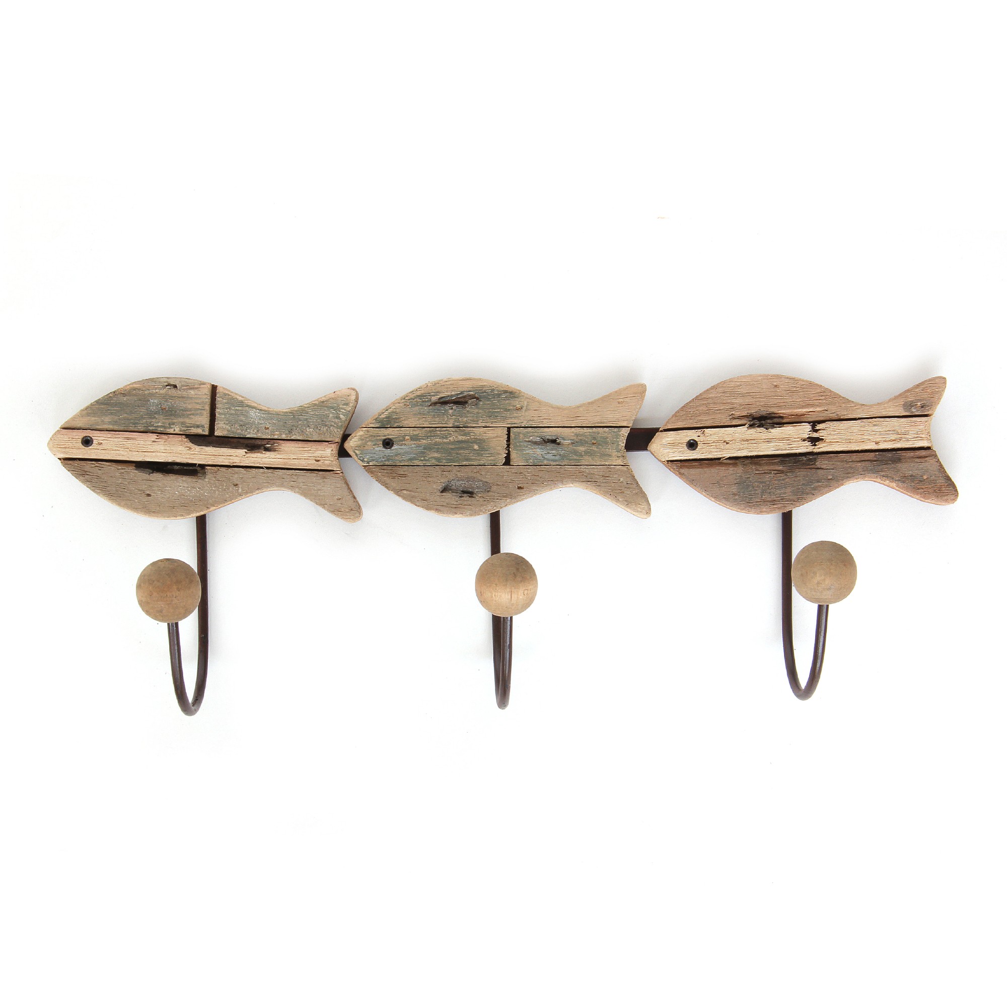 3er Hakenleiste 'Fische', natur, B 45 cm, H 17 cm, T 12 cm von fischer's lagerhaus