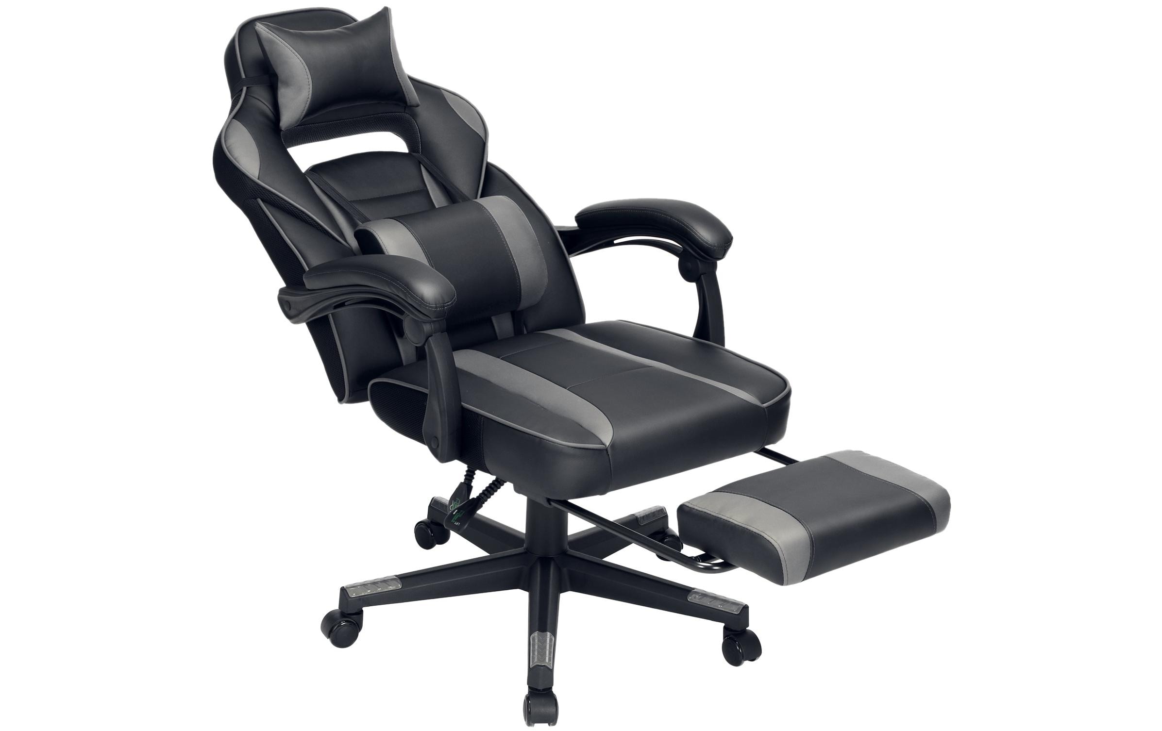 Bürostuhl mit neigbarer Rückenlehne, Schwarz / Grau<br>Ergonomischer Gamingstuhl