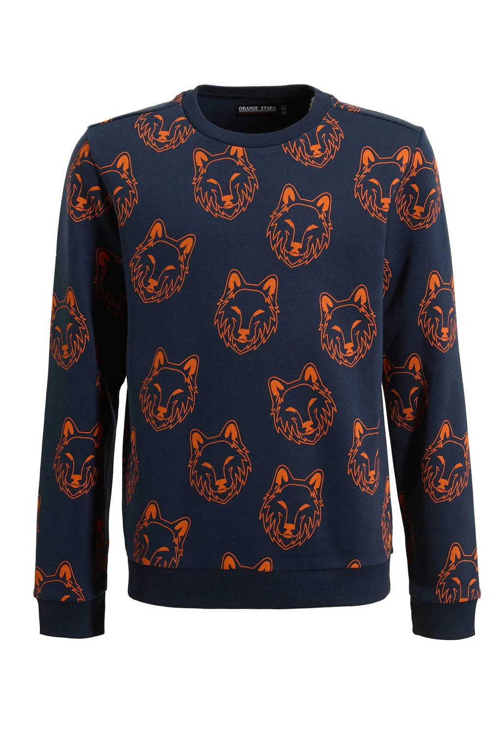 Orange Stars sweater Rodi met alloverprint donkerblauw