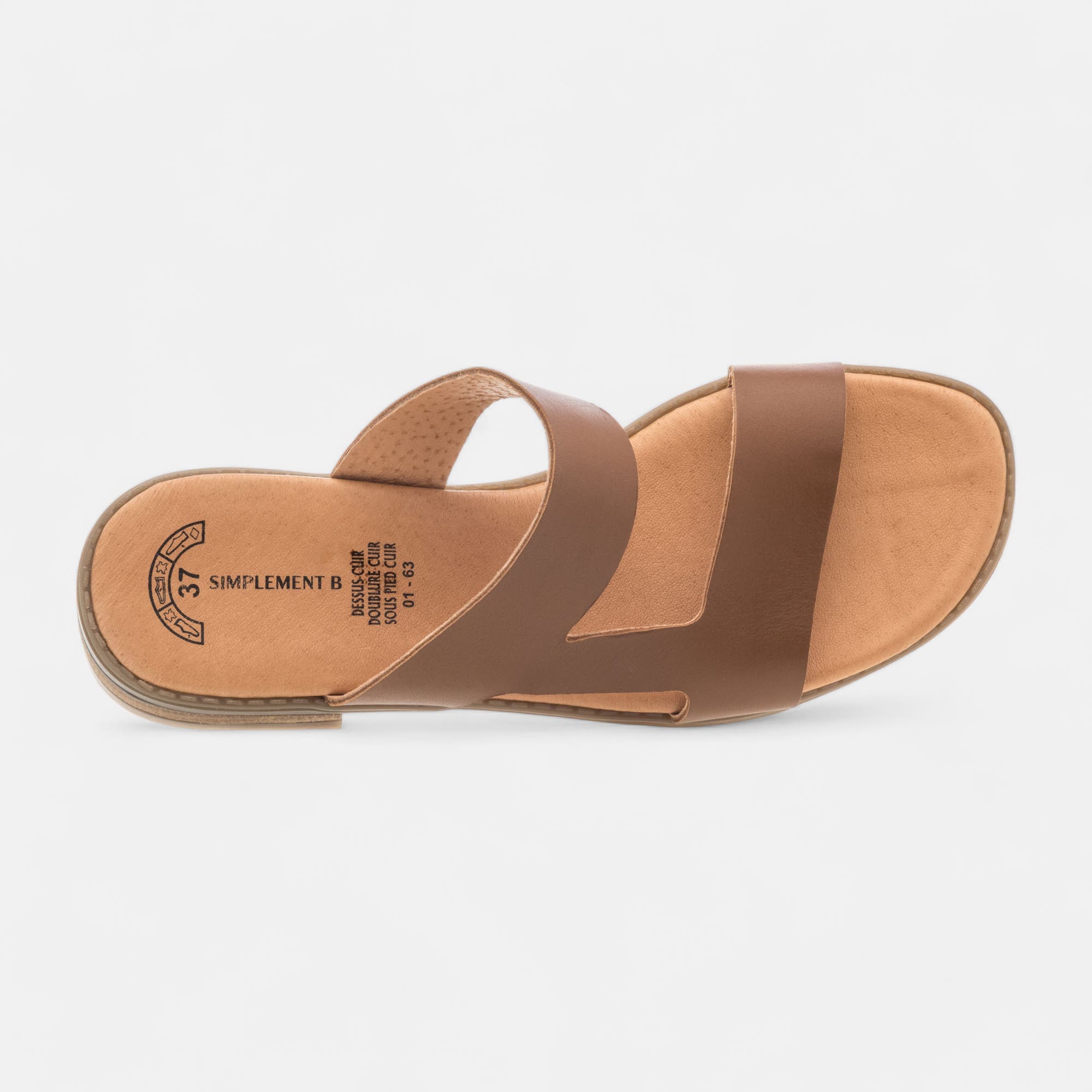 Mules Femme en cuir cognac
