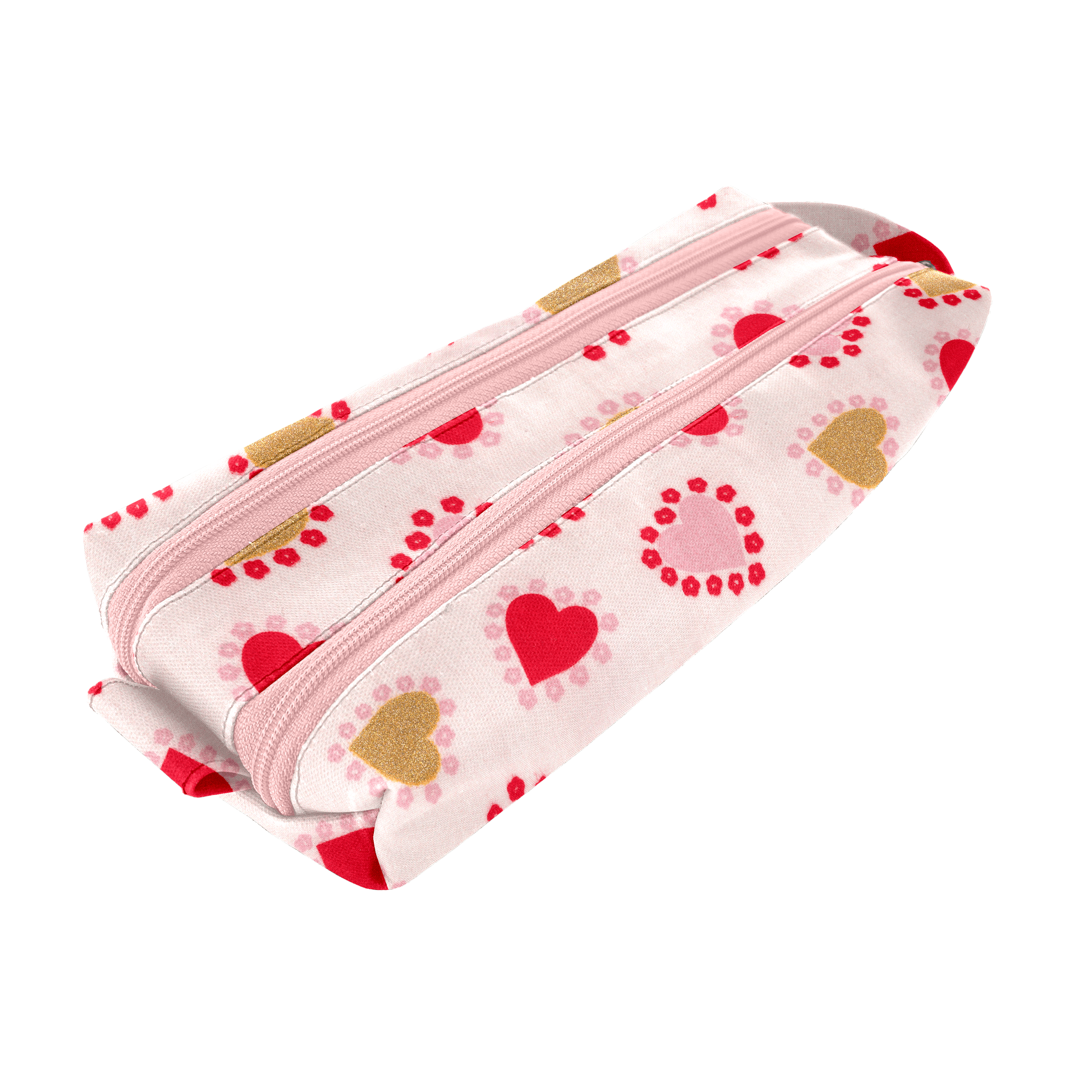 Trousse Double Compartiment Petits Coeurs