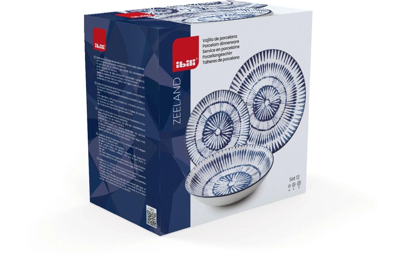 Teller-Set Zeeland 26.8-20-19.2 cm 12 Stück, Blau/WeissFür den täglichen Gebrauch geeignet