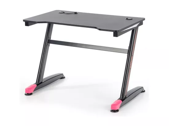 Bureau gamer noir et rouge avec pieds en acier NERD