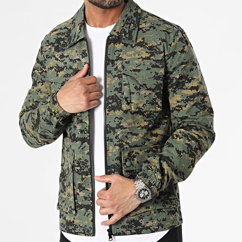 Veste Zippée Camouflage Vert Kaki