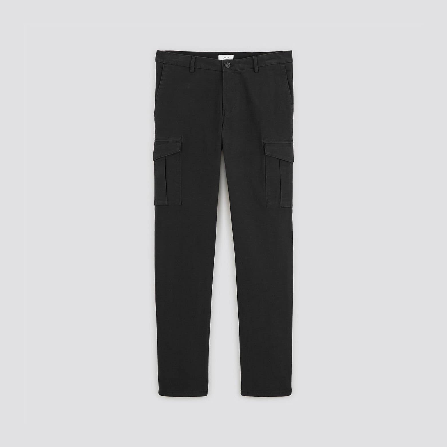 Pantalon cargo droit poches côtés Noir