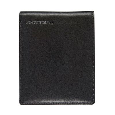 Maverick - Portefeuille à 2 volets anti-piratage avec porte-cartes amovible - cuir noir