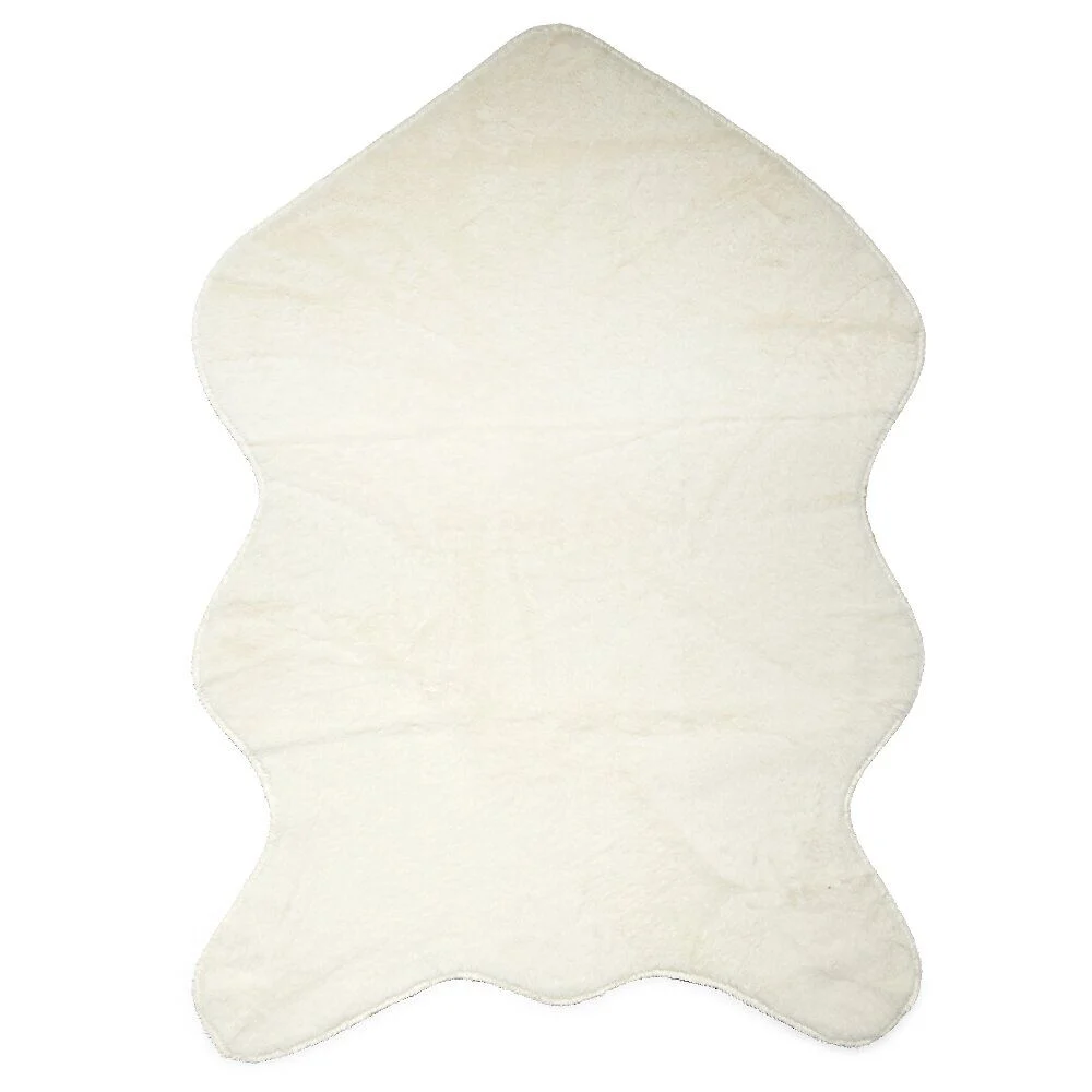 Tapis fausse fourrure blanc cassé 60x90cm