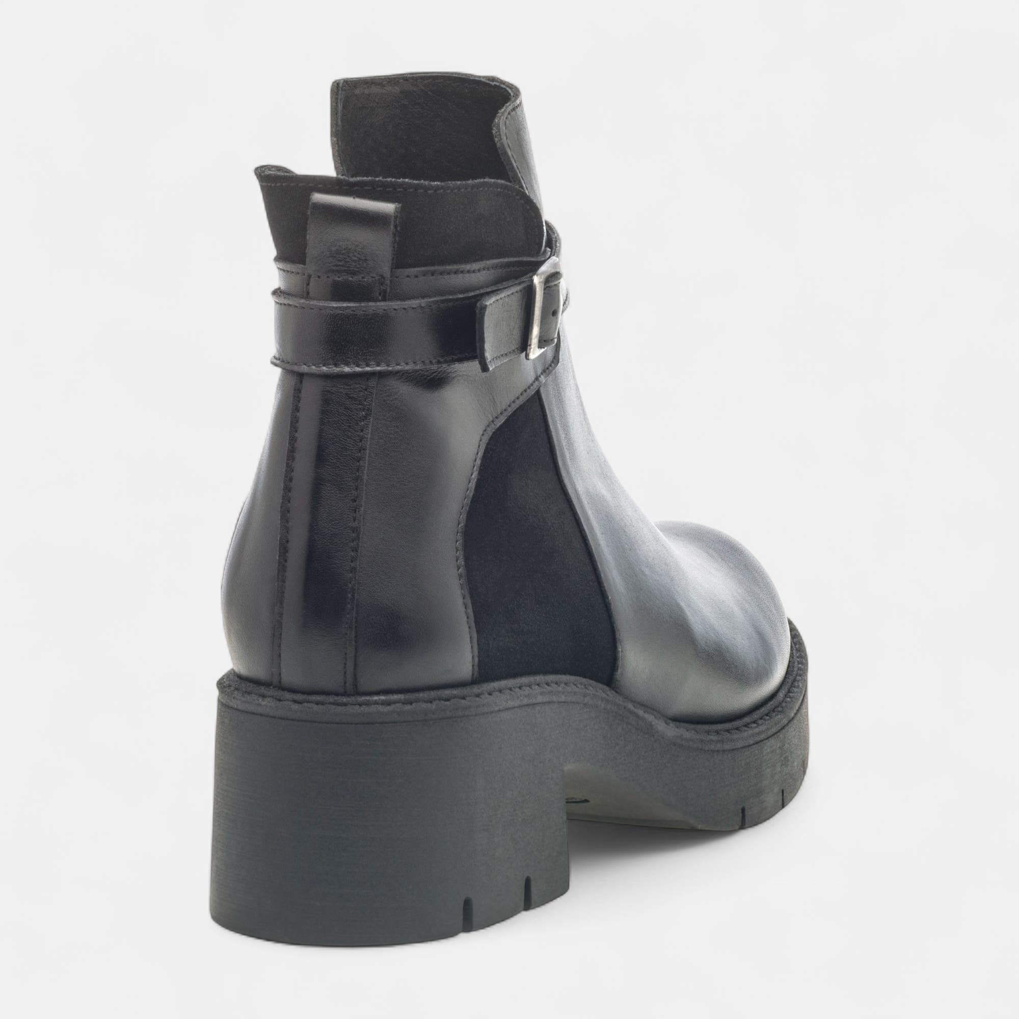 Boots à talon Femme en cuir noir