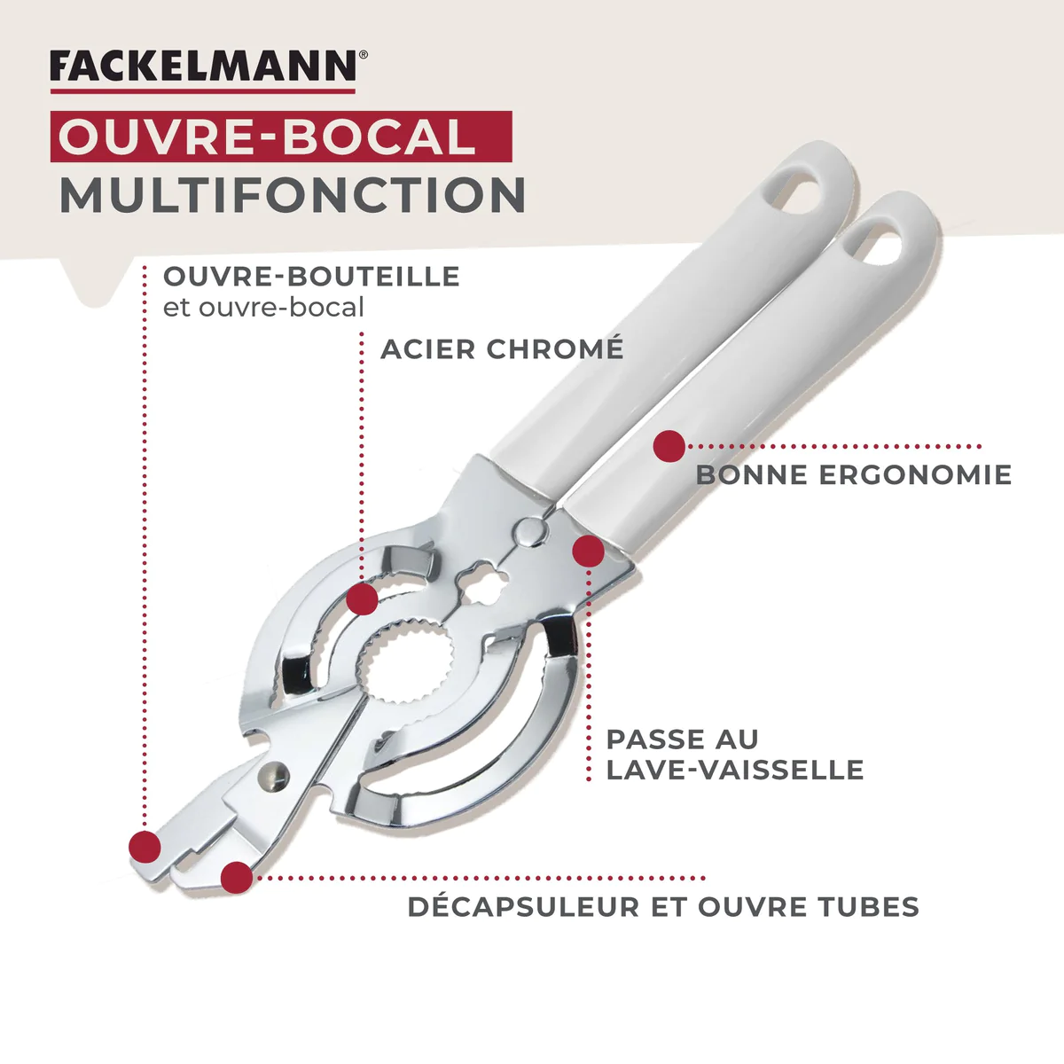 Ouvre bocal manuel multifonction 27 cm Fackelmann Arcadalina Fackelman