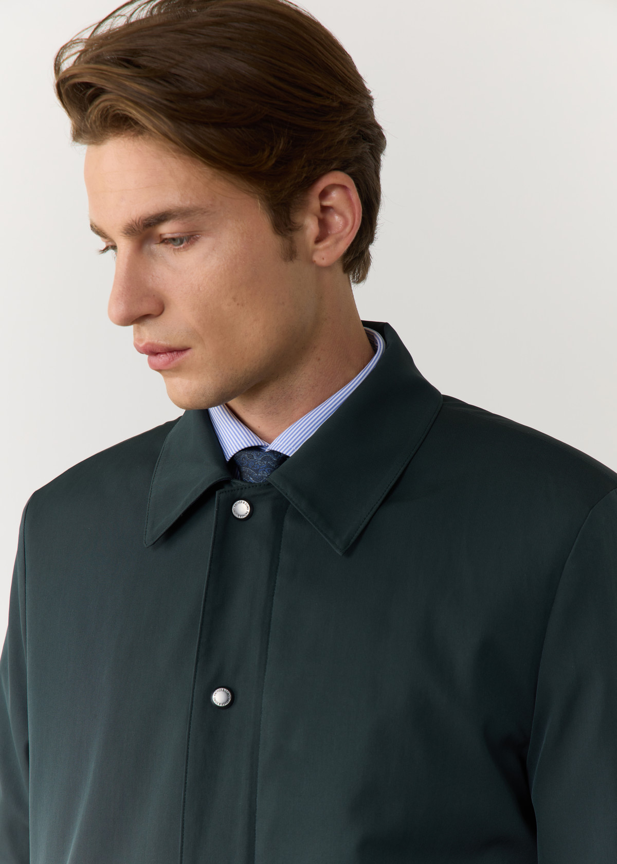 Trench droit uni bleu pétrole