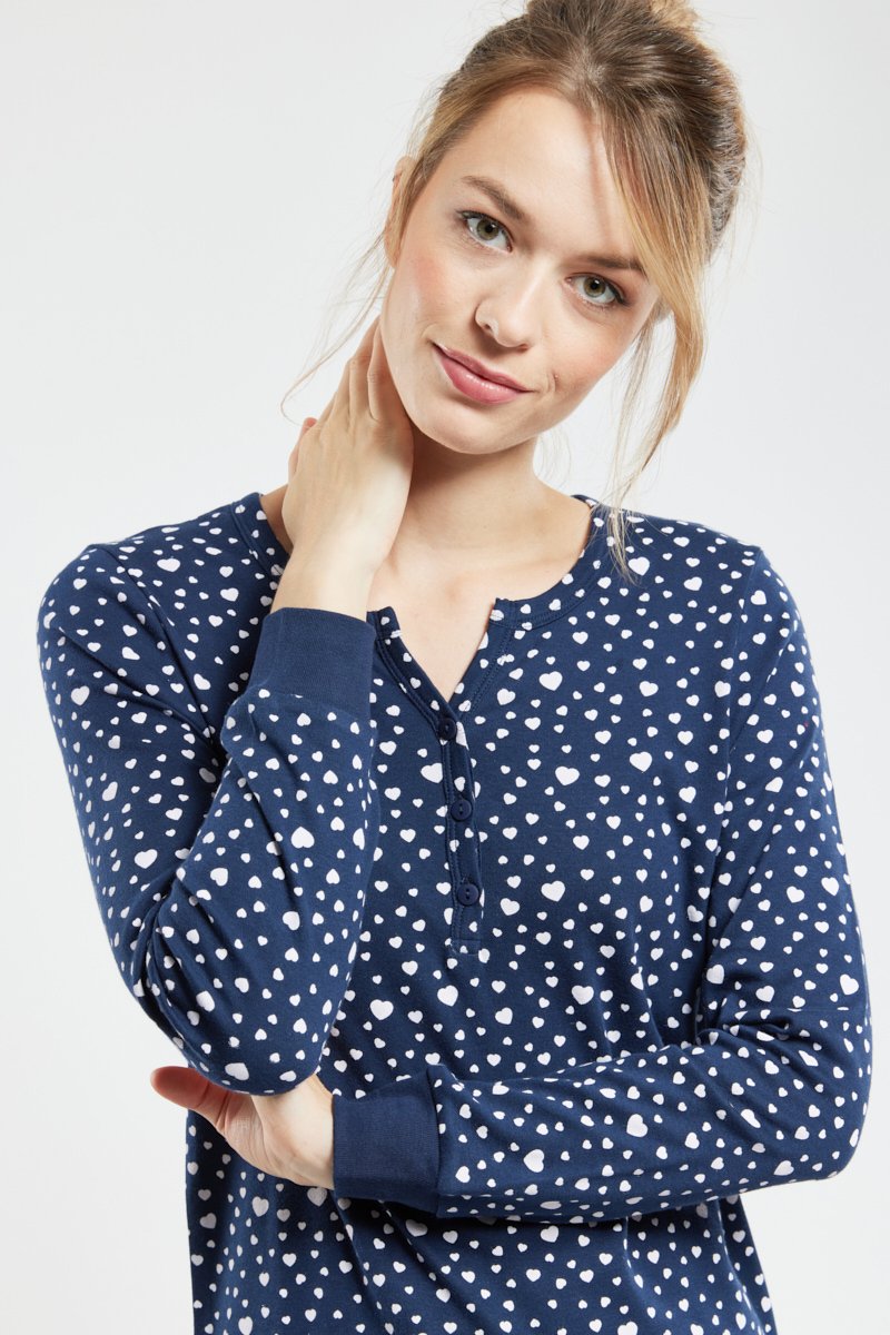 Chemise de nuit à motifs - coton épais