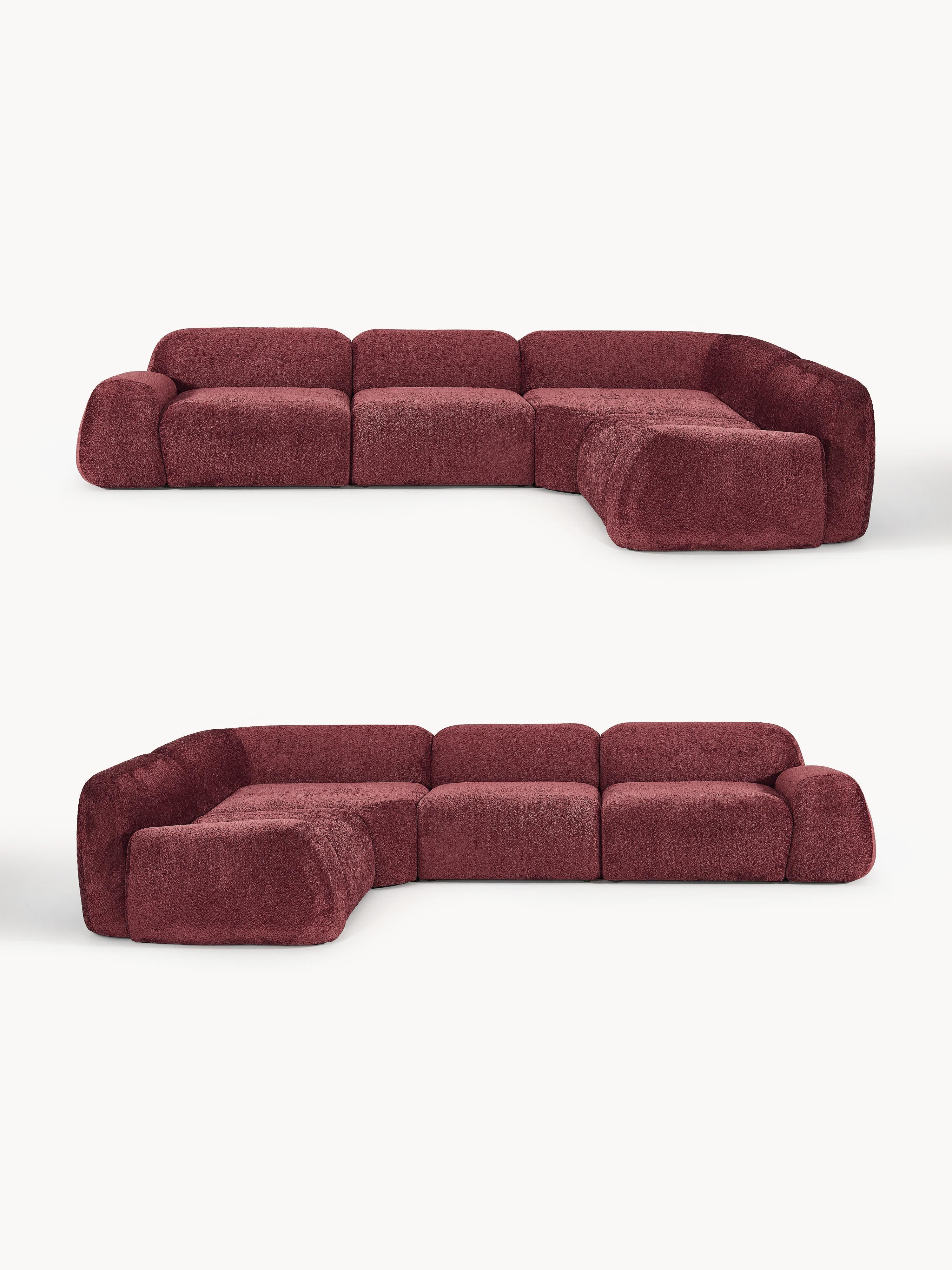 Modulaire hoekbank Wolke (4-zits) van teddy-bouclé