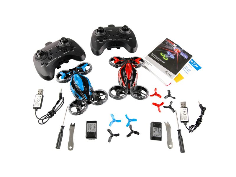 Amewi FightStar Battle Drone Set Rot & Blau, RTF Zwei Drohnen mit IR-Kampf-Funktion für Kinder ab 8 Jahren