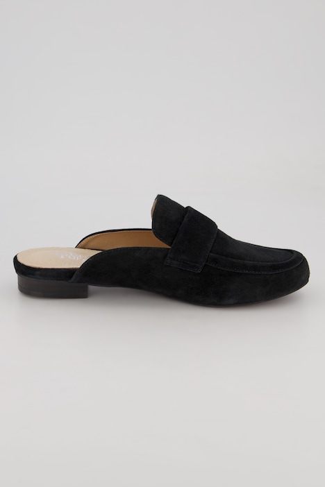 Leder-Mule, weiches Veloursleder, Weite H