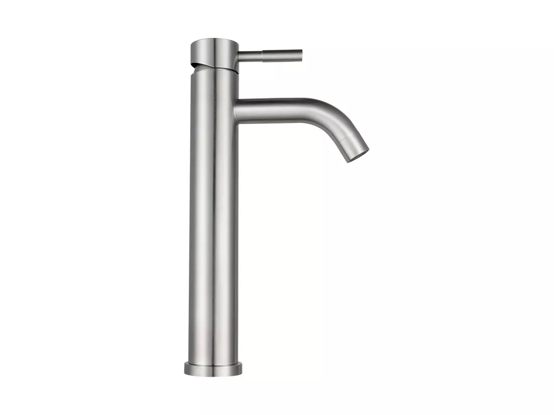 Robinet mitigeur mécanique arrondi en inox - Coloris nickel brossé - H29,6 cm - SALAVAN