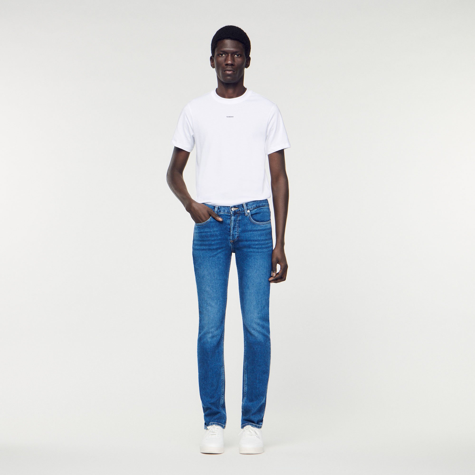 Jean slim avec delavage Waterless