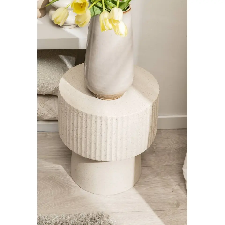 Bijzettafel Tim - beige - 44xØ40 cm