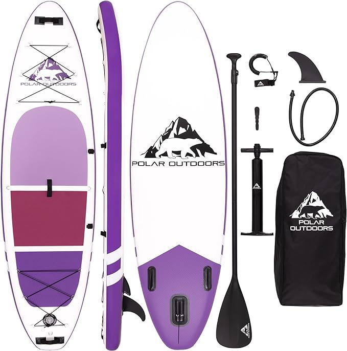 Polar Outdoors by Roc Inflatable Stand Up Paddle Board with Premium SUP Paddle Board Accessories, Wide Stable Design, Non-Slip Comfort Deck for Youth & Adults.