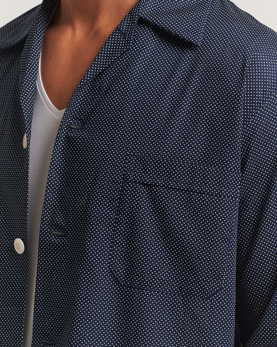 Derek Rose Printed Cotton Pyjama Set Navy