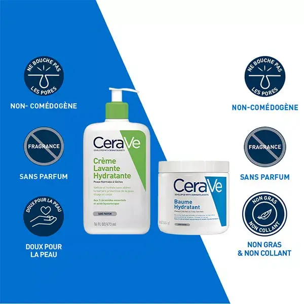Rotina CeraVe para Pele Atópica: Creme de Limpeza Hidratante 473ml e Bálsamo Hidratante 454g
