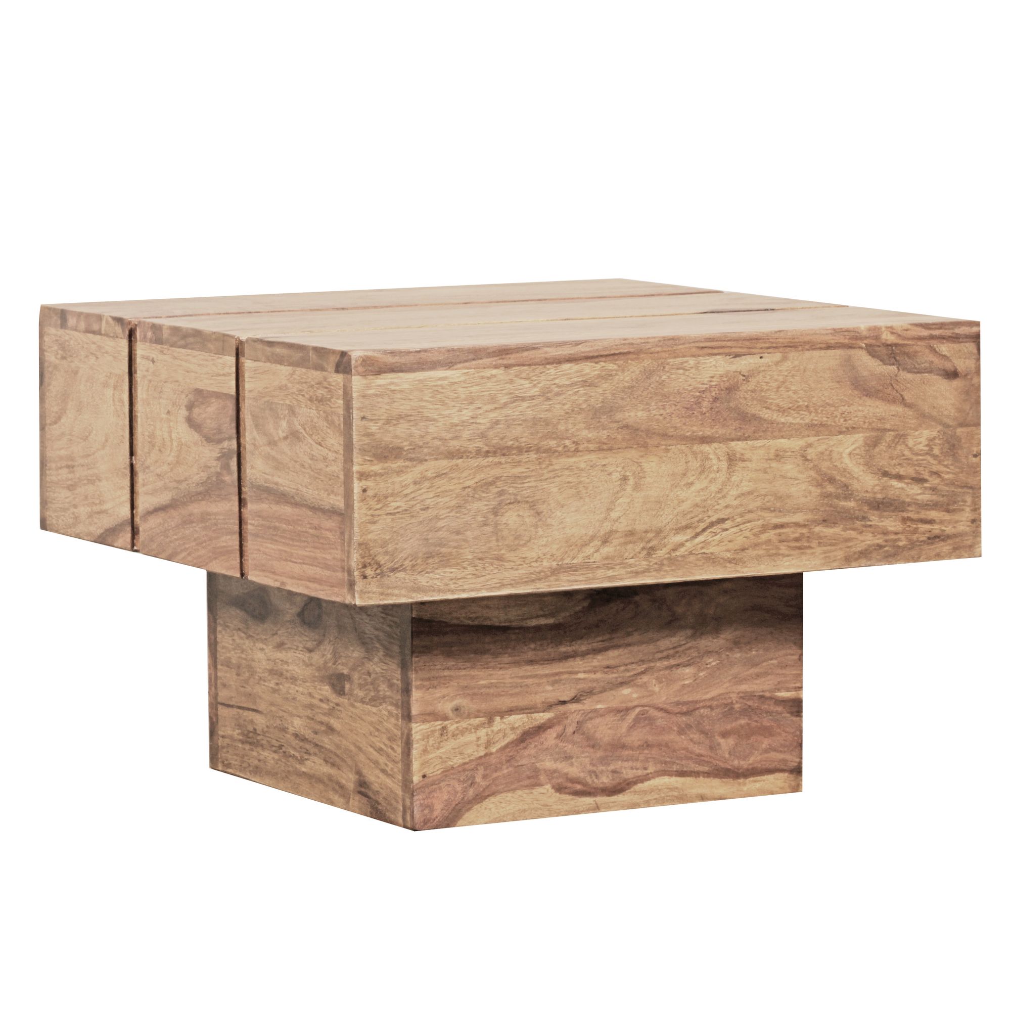 KADIMA DESIGN Beistelltisch SAAR: Massivholz, 44x44x30 cm, handgefertigtes Unikat, Sheesham/Akazie