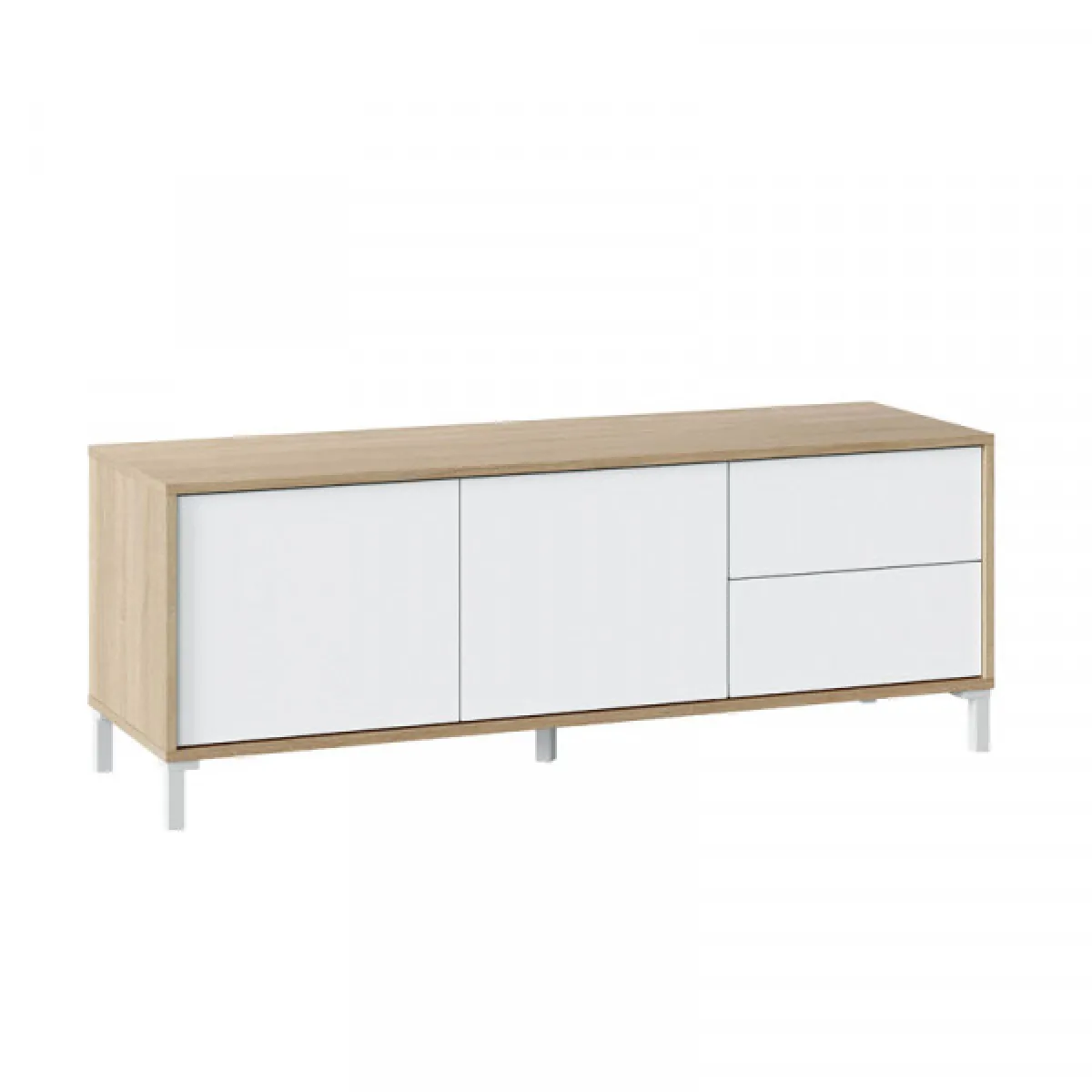 Dansmamaison Meuble TV MEZA - Blanc/Chêne