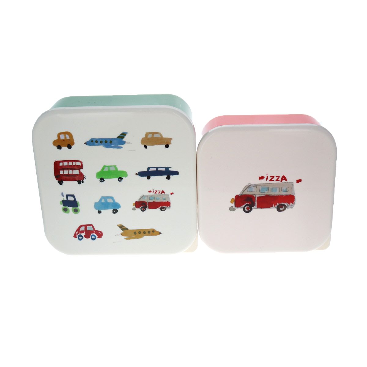 Lot de 2 boîtes à goûter Véhicules Pause goûter