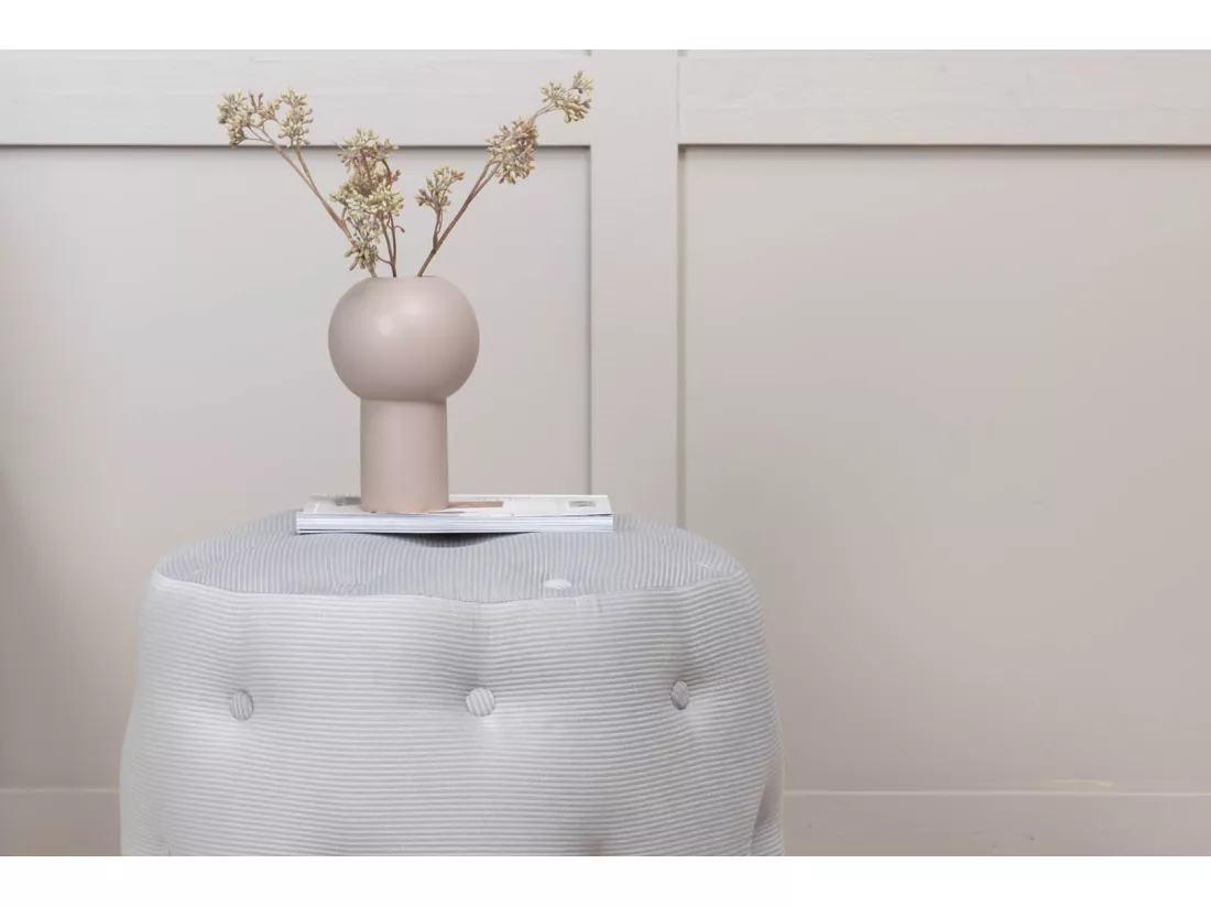 Pouf Capitonné en Velours Côtelé 