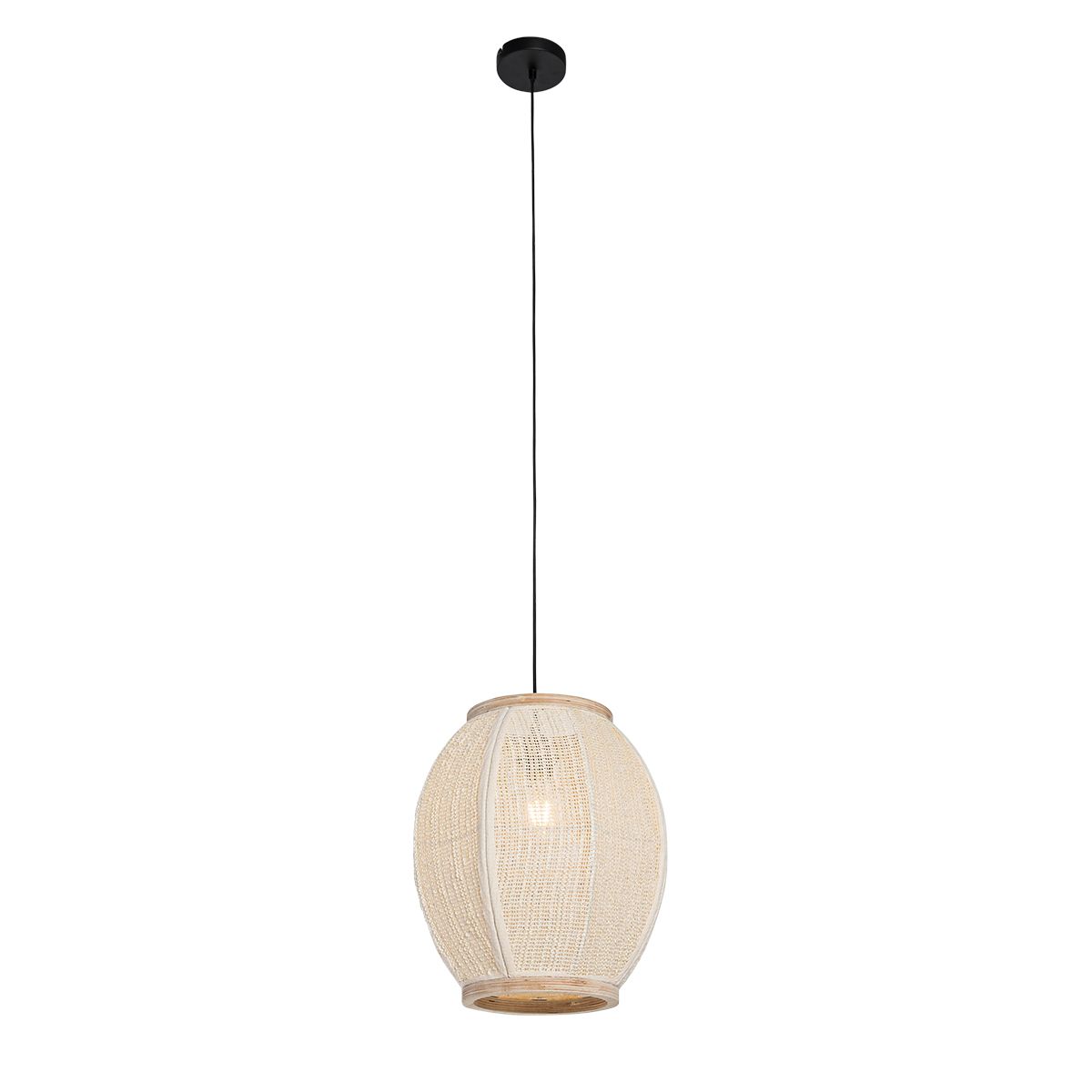 Oosterse hanglamp naturel stof 35 cm - Rob