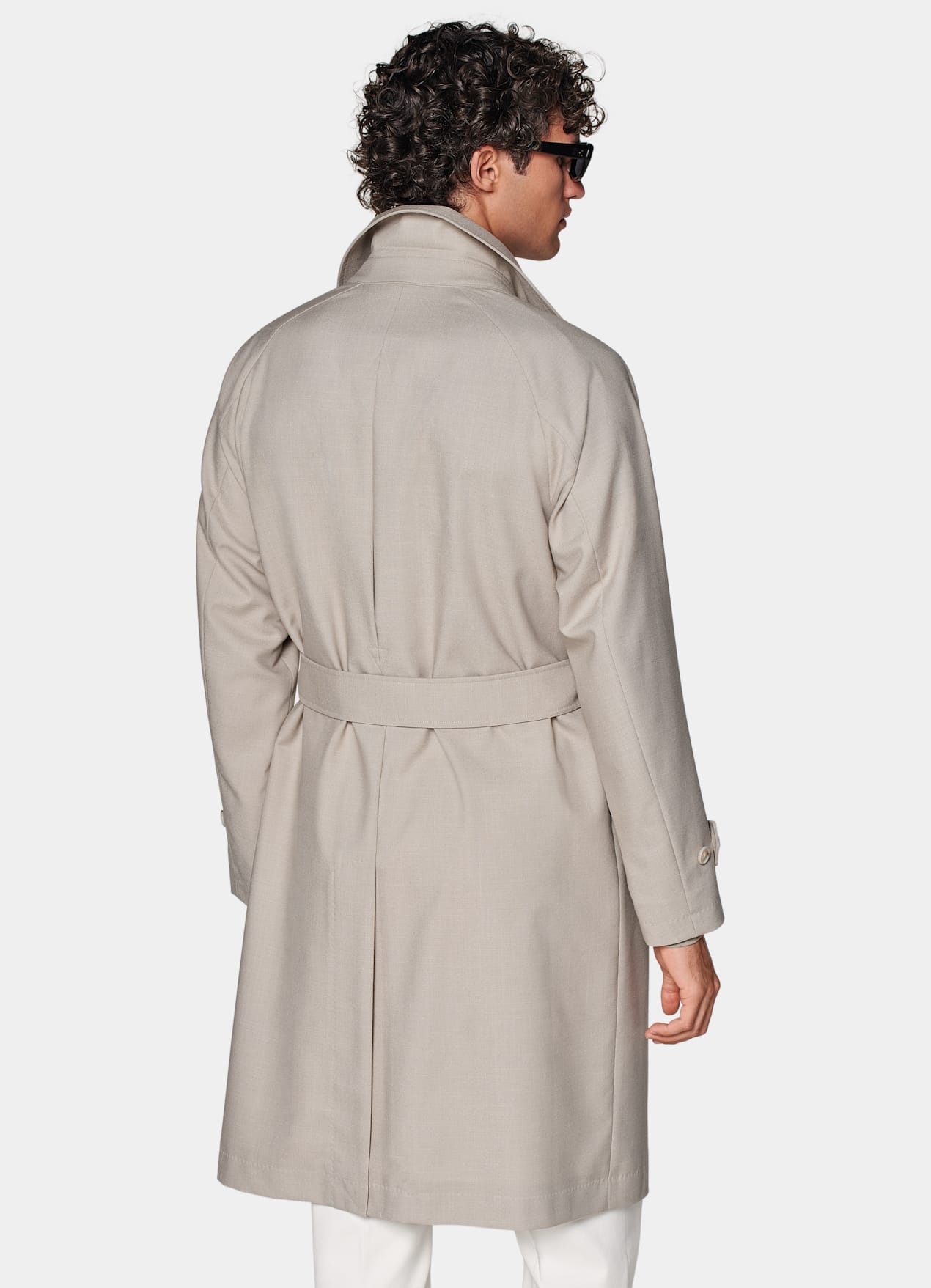 Manteau long ceinturé taupe