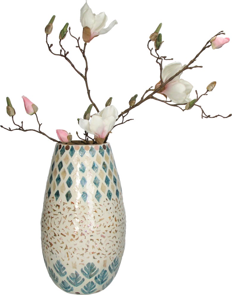 Vaas Algarve crème / blauw D 20 H 35 cm