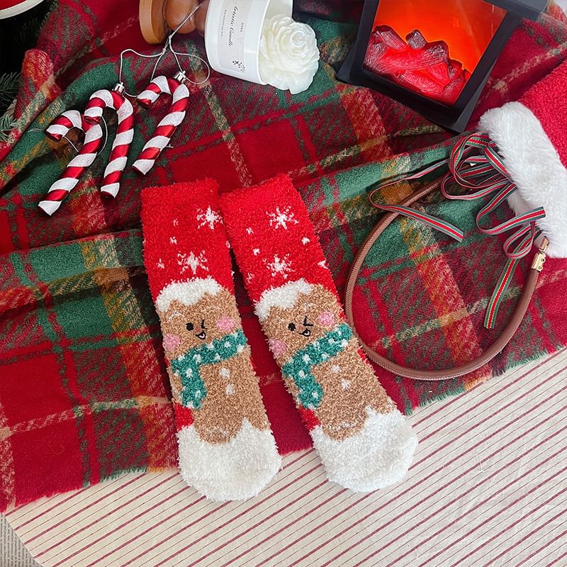 Romilan - Kerstprint Coral Fleece Sokken