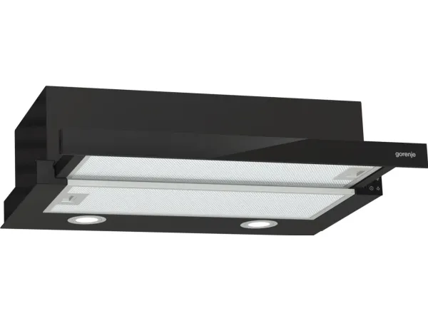 Gorenje Essential TH62E4BG - Hætte - teleskopisk - bredde: 60 cm - dybde: 30.6 cm - udtrækning og recirkulation (-) - sort