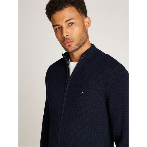 Tommy Hilfiger Herringbone Structure Zip Striktrøje, Desert Sky, XXL