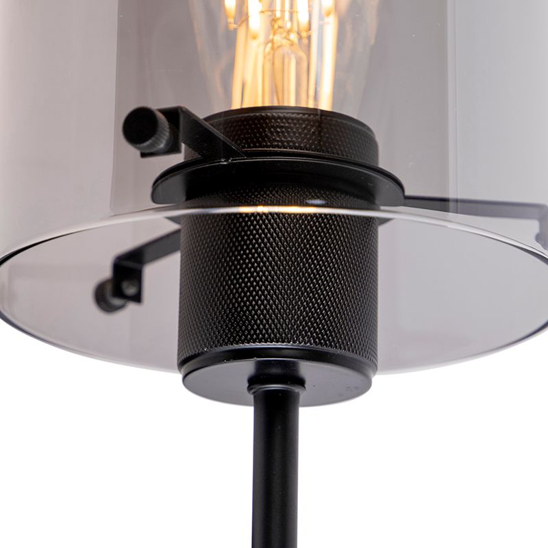 Design wandlamp zwart met smoke glas - Dome