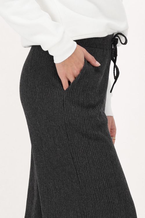 Grijze wide leg crinkle broek
