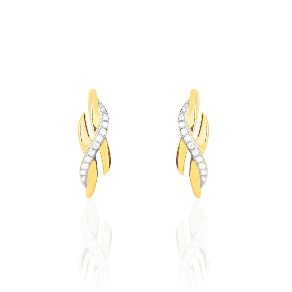 Boucles D'oreilles Puces Ester Or Jaune Diamant