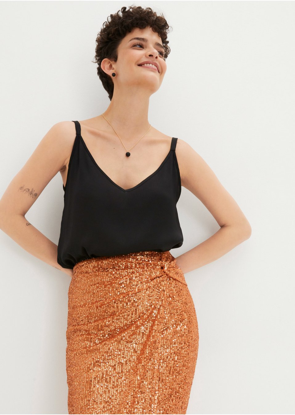 Jupe à paillettes style portefeuille
