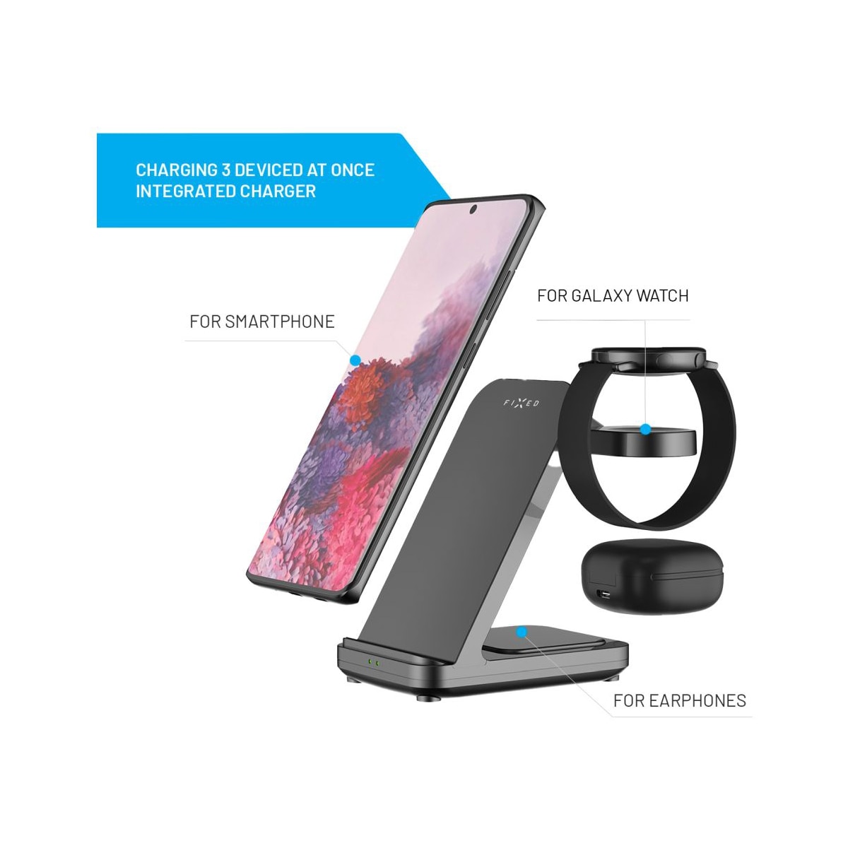 Fixed 3-i-1 Samsung trådløs ladestasjon