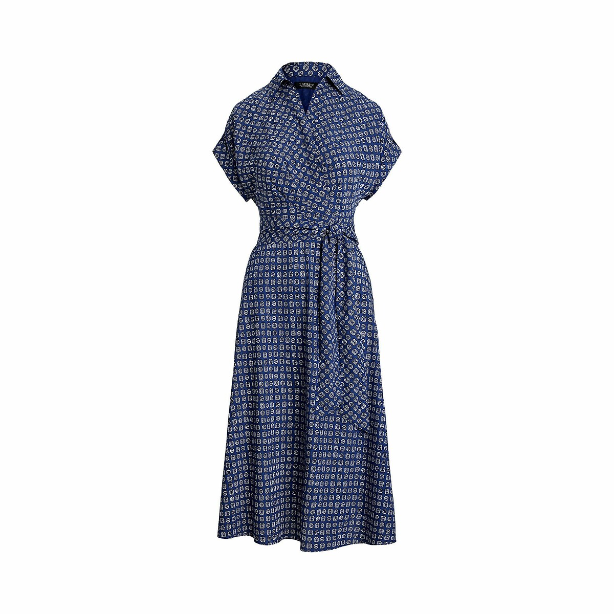 LAUREN RALPH LAUREN<br>Vestido fluido com cinto e mangas curtas, FRATILLIO