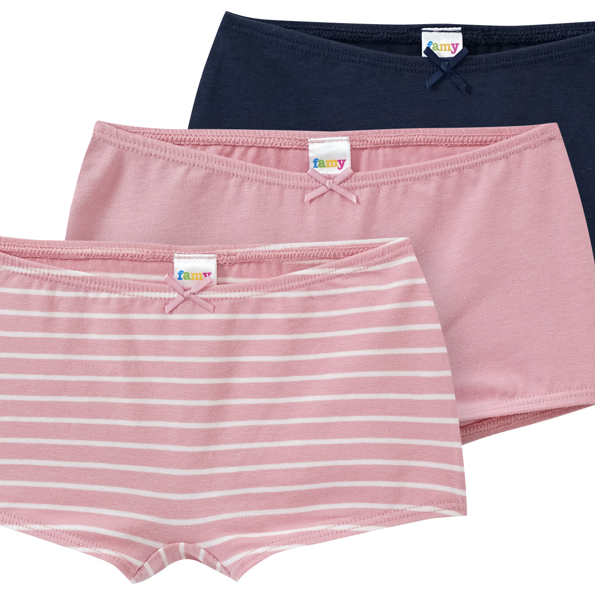 Famy 3 Mädchen Pantys aus Bio-Baumwolle rosa / dunkelblau