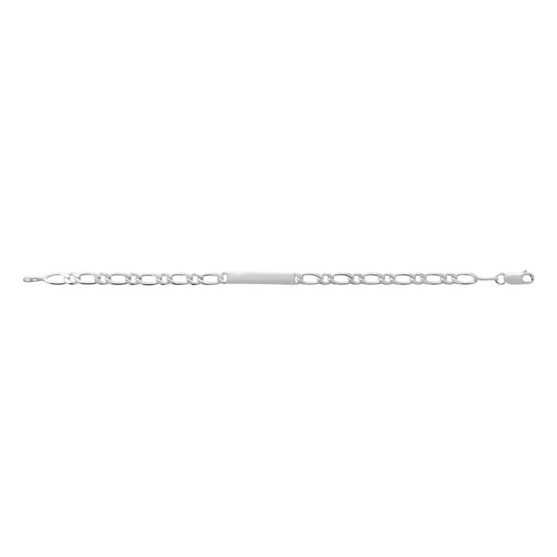 Gourmette Homme - Argent 925 - Cheval alternée 1+1 - Largeur : 4 mm - Longueur : 18 cm