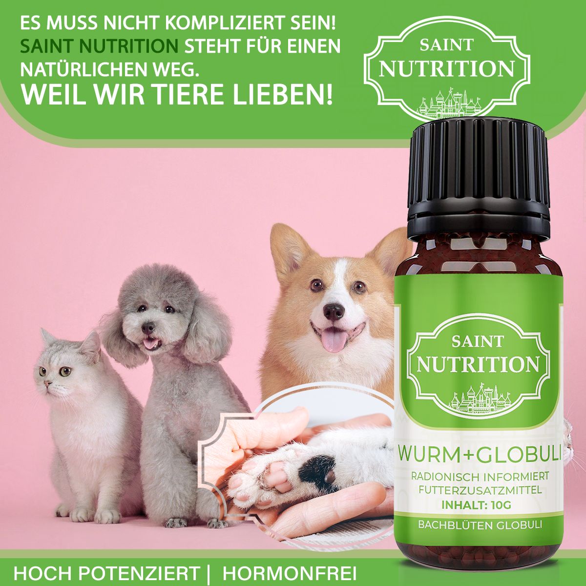 Saint Nutrition® | Wurm Kügelchen | Wurmmittel für Tiere