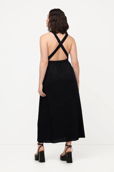 Maxikleid, Leinenmix, Rundhals, ärmellos