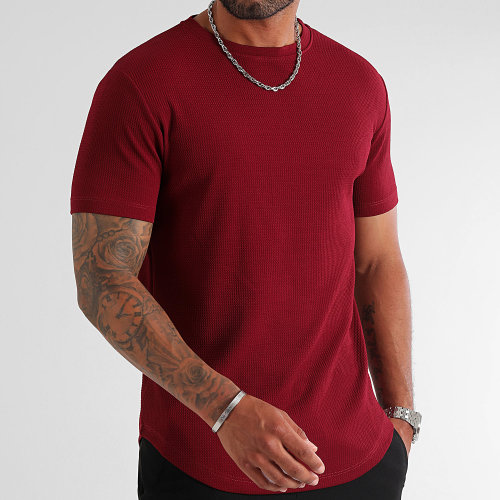 Tee Shirt Texturé Waffle 0394 Bordeaux