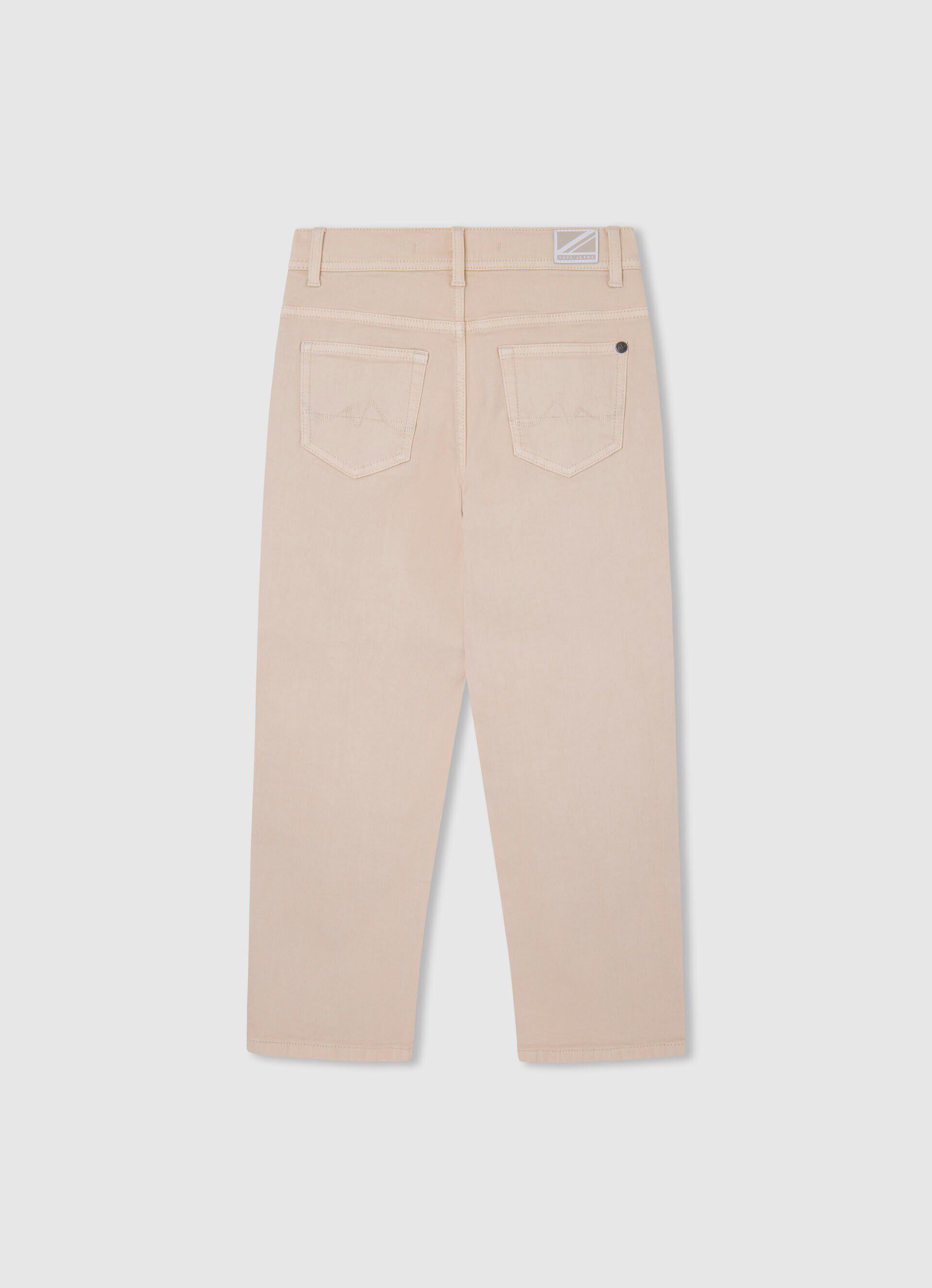 Calça pantalona com 5 bolsos - branca manteiga