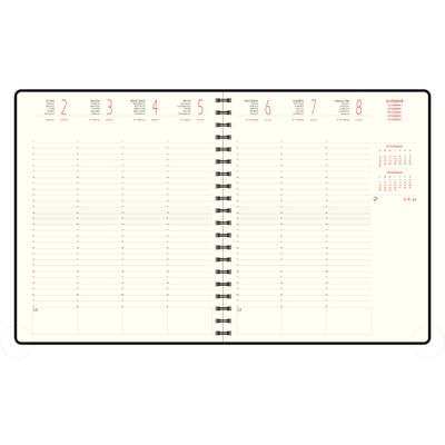 Agenda spiralé Swan Eurotime 22W - 1 semaine sur 2 pages - 18,5 x 22,5 cm - disponible dans différentes couleurs - Exacompta