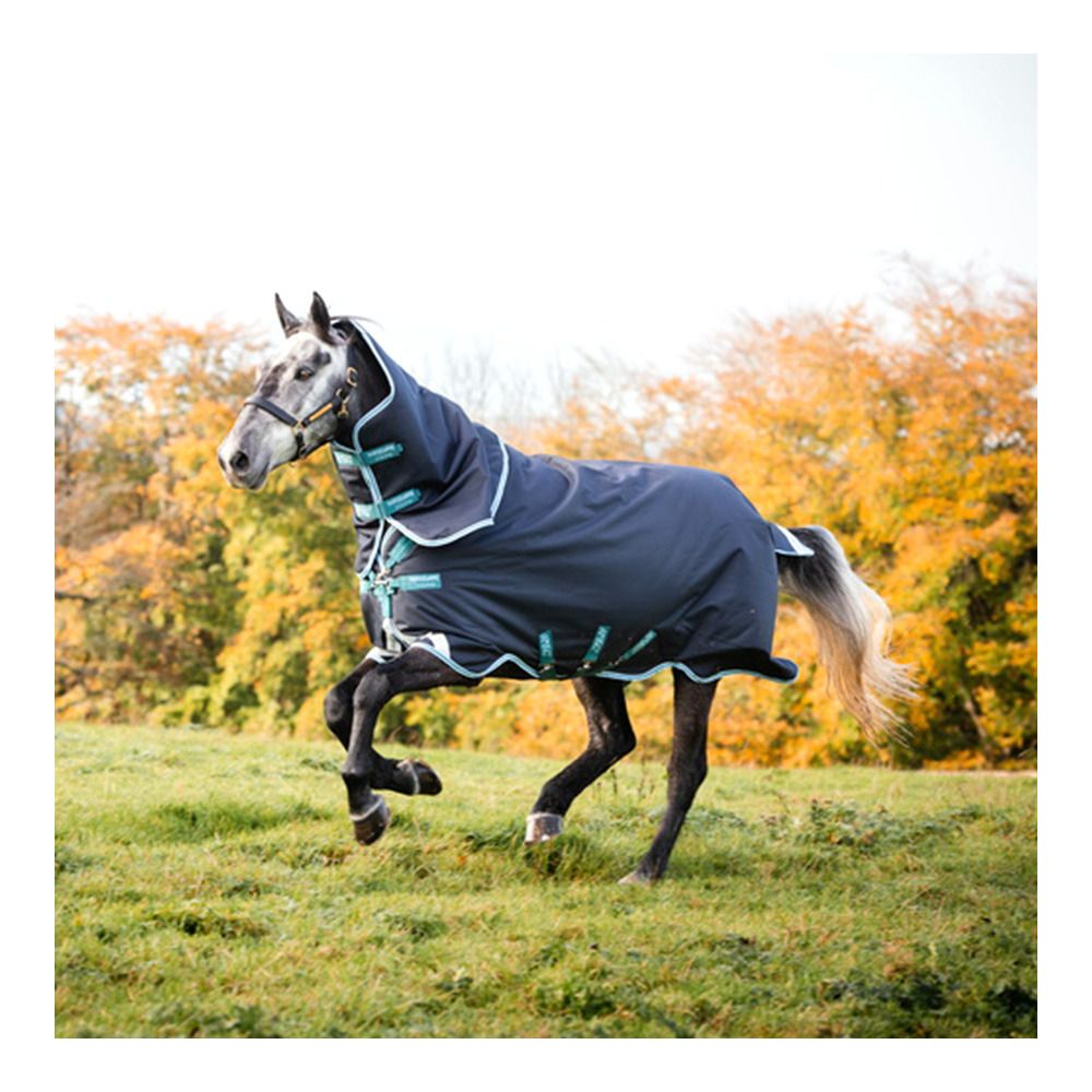 Horseware AMIGO BRAVO 12 REFL PLUS 250G - Couverture de paddock + couvre-cou navy/aqua/turquoise