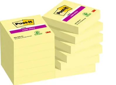 Post-it® Super Sticky Notes Canary Yellow, gul, 12 blokke, 47,6 mm x 47,6 mm