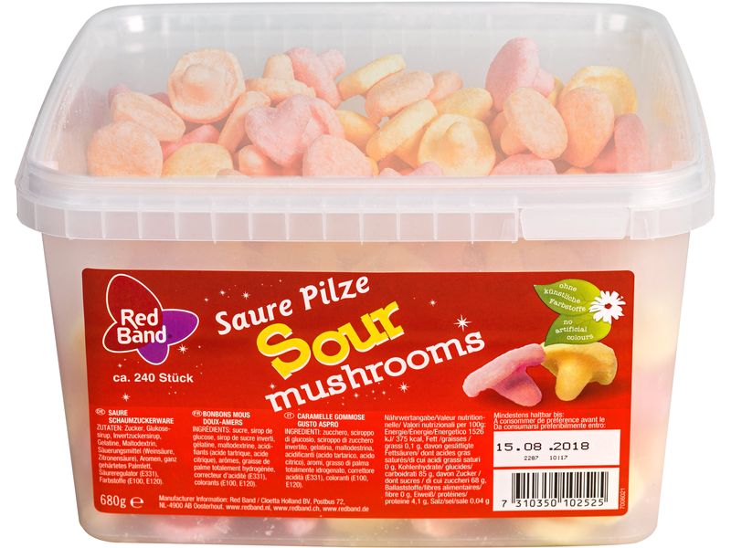 Red Band Kaubonbon Saure Pilze 680 g Weiche Schaumzuckerstücke mit saurem Geschmack